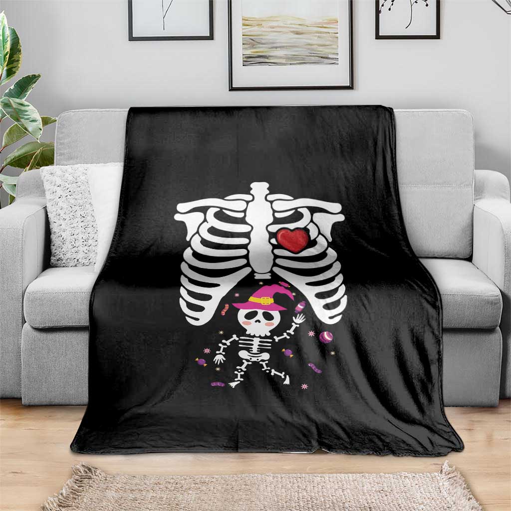 Pregnancy Announcement Throw Blanket Halloween Witch Skeleton Monster Baby Pregnant Candy TS11 Print Your Wear