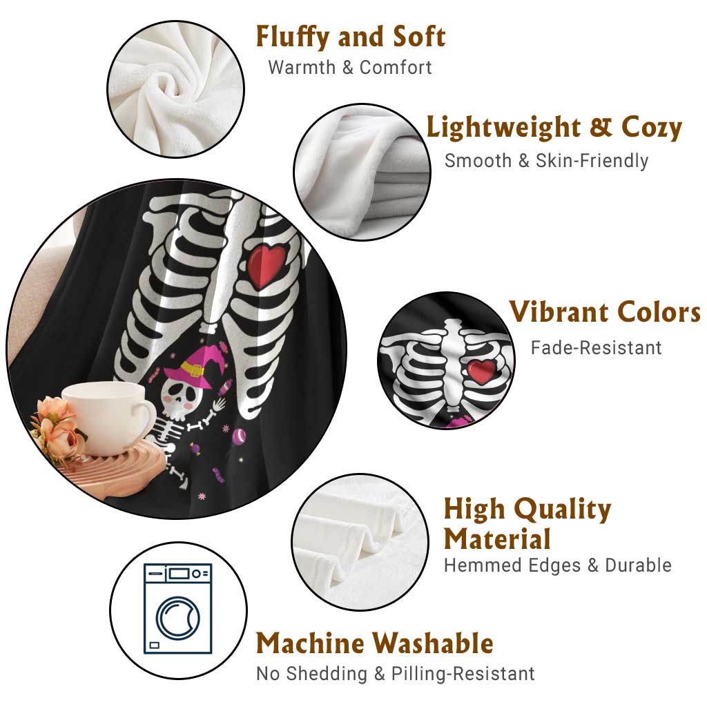 Pregnancy Announcement Throw Blanket Halloween Witch Skeleton Monster Baby Pregnant Candy TS11 Print Your Wear