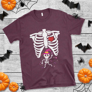 Pregnancy Announcement T Shirt Halloween Witch Skeleton Monster Baby Pregnant Candy TS11 Maroon Print Your Wear