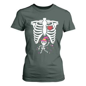 Pregnancy Announcement T Shirt For Women Halloween Witch Skeleton Monster Baby Pregnant Candy TS11 Dark Forest Green Print Your Wear