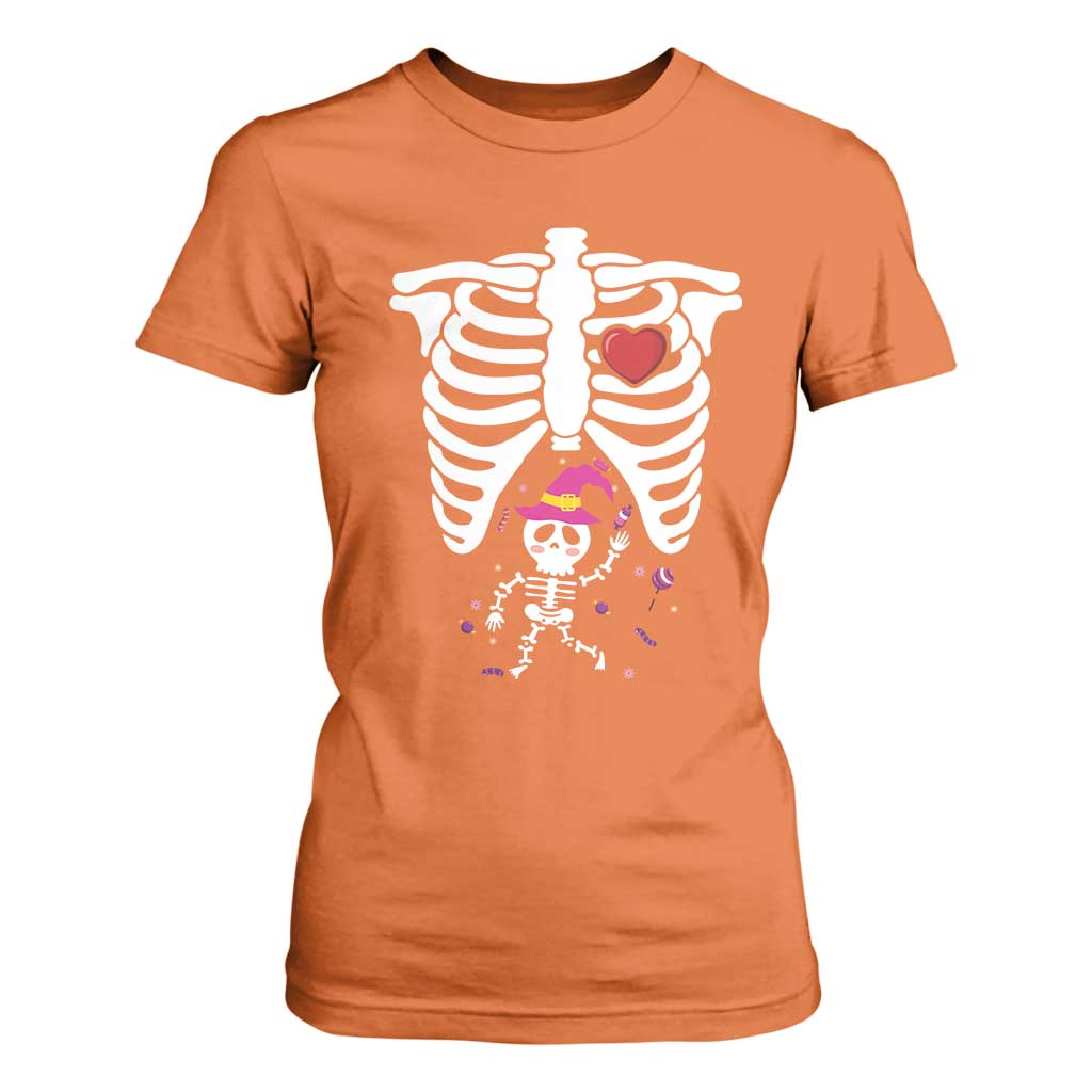 Pregnancy Announcement T Shirt For Women Halloween Witch Skeleton Monster Baby Pregnant Candy TS11 Orange Print Your Wear