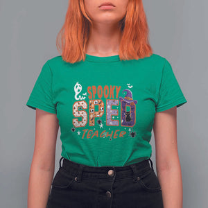 Spooky SPED Teacher T Shirt For Women Special Education Teacher Halloween Witch Hat Cat Ghost TS11 Irish Green Print Your Wear