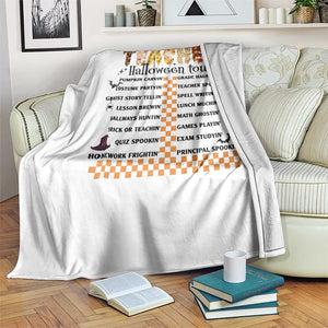 Funny Teacher Halloween Tour Throw Blanket Spooky Teacher Activities Pumpkin Witch Hat Bat TS11 Print Your Wear