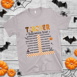 Funny Teacher Halloween Tour T Shirt Spooky Teacher Activities Pumpkin Witch Hat Bat TS11 Ice Gray Print Your Wear