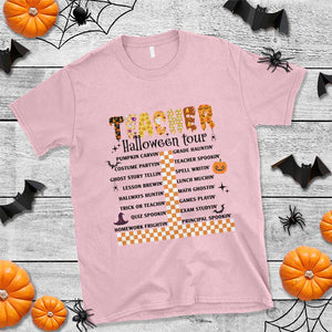 Funny Teacher Halloween Tour T Shirt Spooky Teacher Activities Pumpkin Witch Hat Bat TS11 Light Pink Print Your Wear