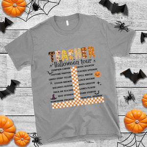 Funny Teacher Halloween Tour T Shirt Spooky Teacher Activities Pumpkin Witch Hat Bat TS11 Sport Gray Print Your Wear