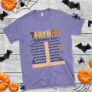 Funny Teacher Halloween Tour T Shirt Spooky Teacher Activities Pumpkin Witch Hat Bat TS11 Violet Print Your Wear