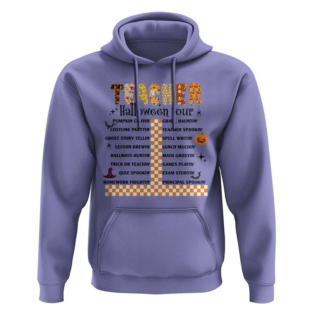 Funny Teacher Halloween Tour Hoodie Spooky Teacher Activities Pumpkin Witch Hat Bat TS11 Violet Print Your Wear