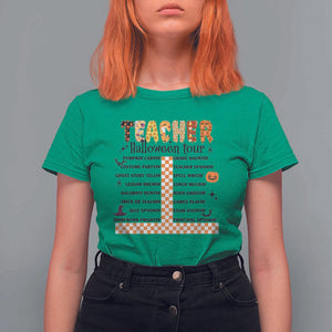 Funny Teacher Halloween Tour T Shirt For Women Spooky Teacher Activities Pumpkin Witch Hat Bat TS11 Irish Green Print Your Wear