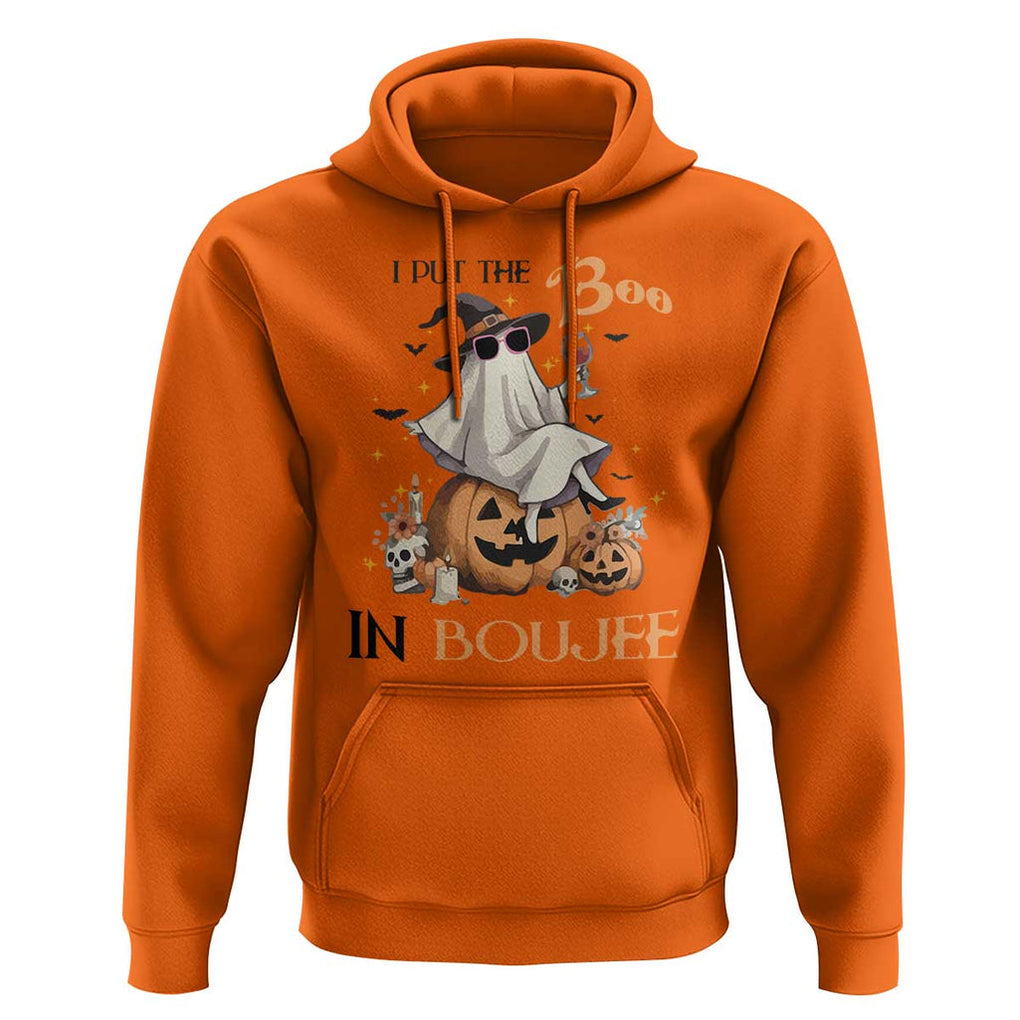 I Put The Boo In Boujee Hoodie Halloween Cute Lady Ghost Is Drinking Wine Pumpkin TS11 Orange Print Your Wear