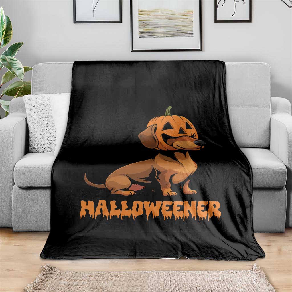 Funny Halloween Dachshund Throw Blanket Halloweener Pumpkin Wiener Dog TS11 Print Your Wear