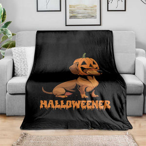 Funny Halloween Dachshund Throw Blanket Halloweener Pumpkin Wiener Dog TS11 Print Your Wear