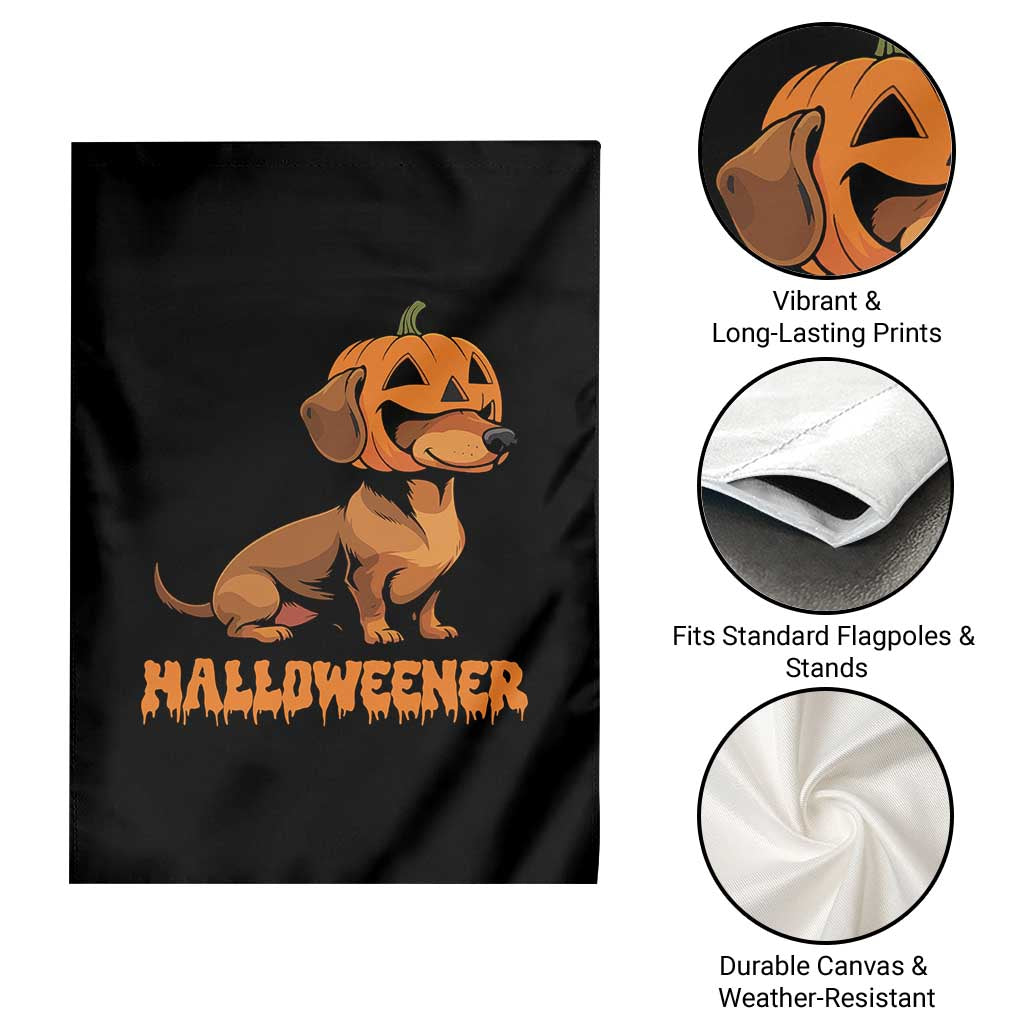 Funny Halloween Dachshund Garden Flag Halloweener Pumpkin Wiener Dog TS11 Print Your Wear