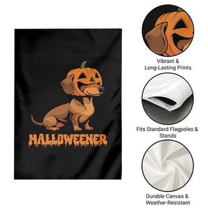 Funny Halloween Dachshund Garden Flag Halloweener Pumpkin Wiener Dog TS11 Print Your Wear
