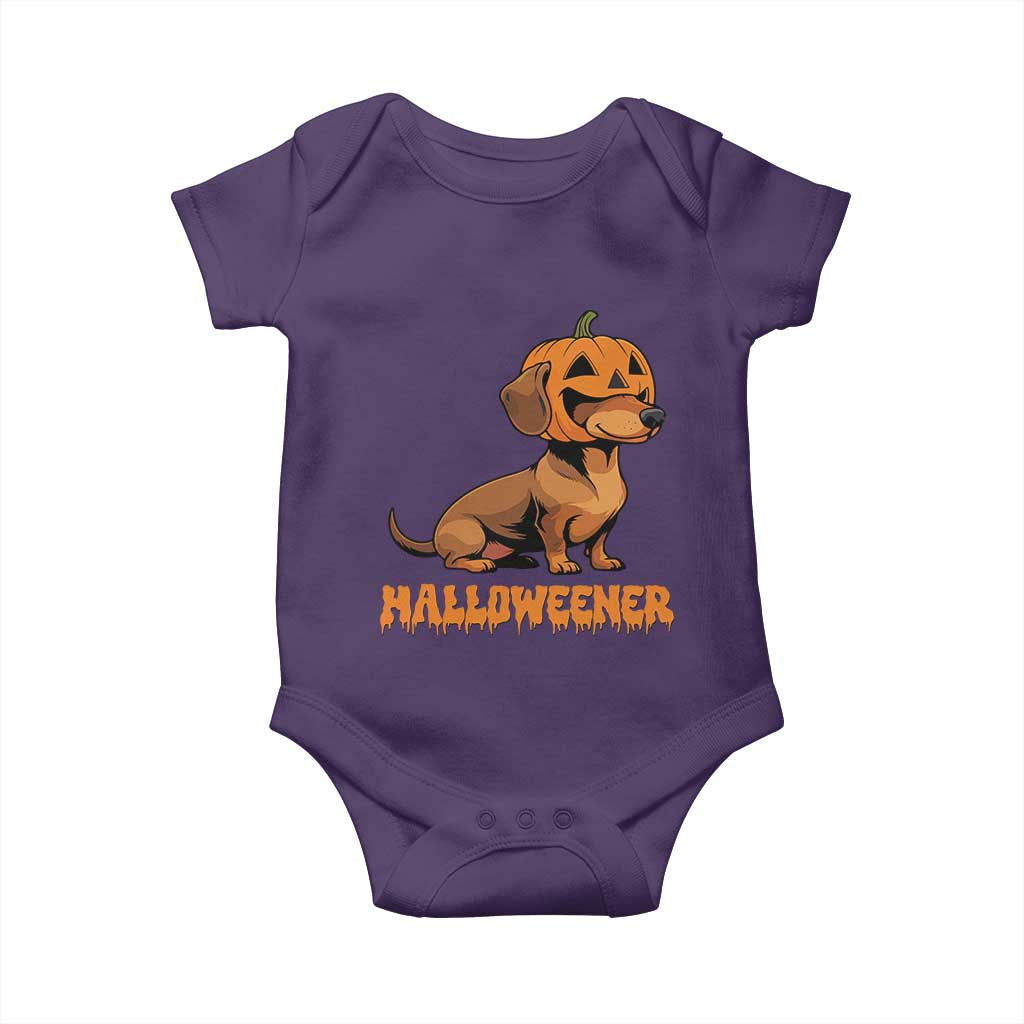 Funny Halloween Dachshund Baby Onesie Halloweener Pumpkin Wiener Dog TS11 Purple Print Your Wear