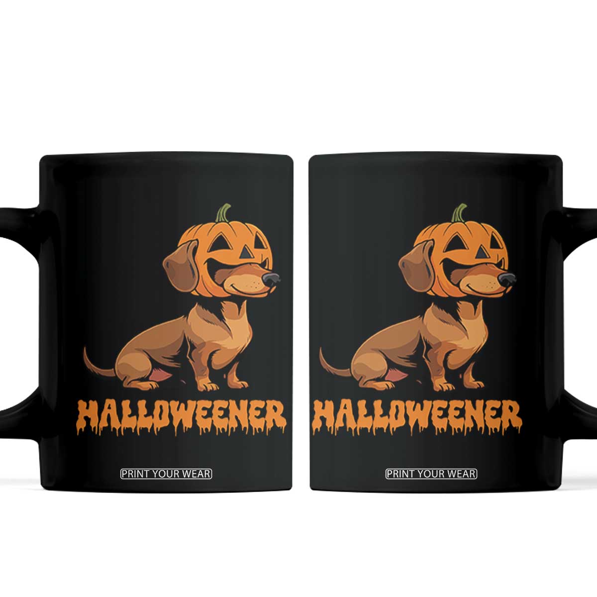 Funny Halloween Dachshund Coffee Mug Halloweener Pumpkin Wiener Dog TS11 Black Print Your Wear