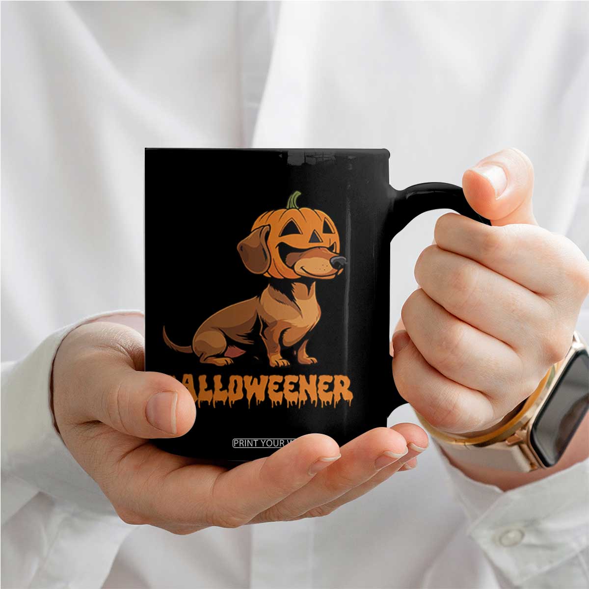 Funny Halloween Dachshund Coffee Mug Halloweener Pumpkin Wiener Dog TS11 Print Your Wear