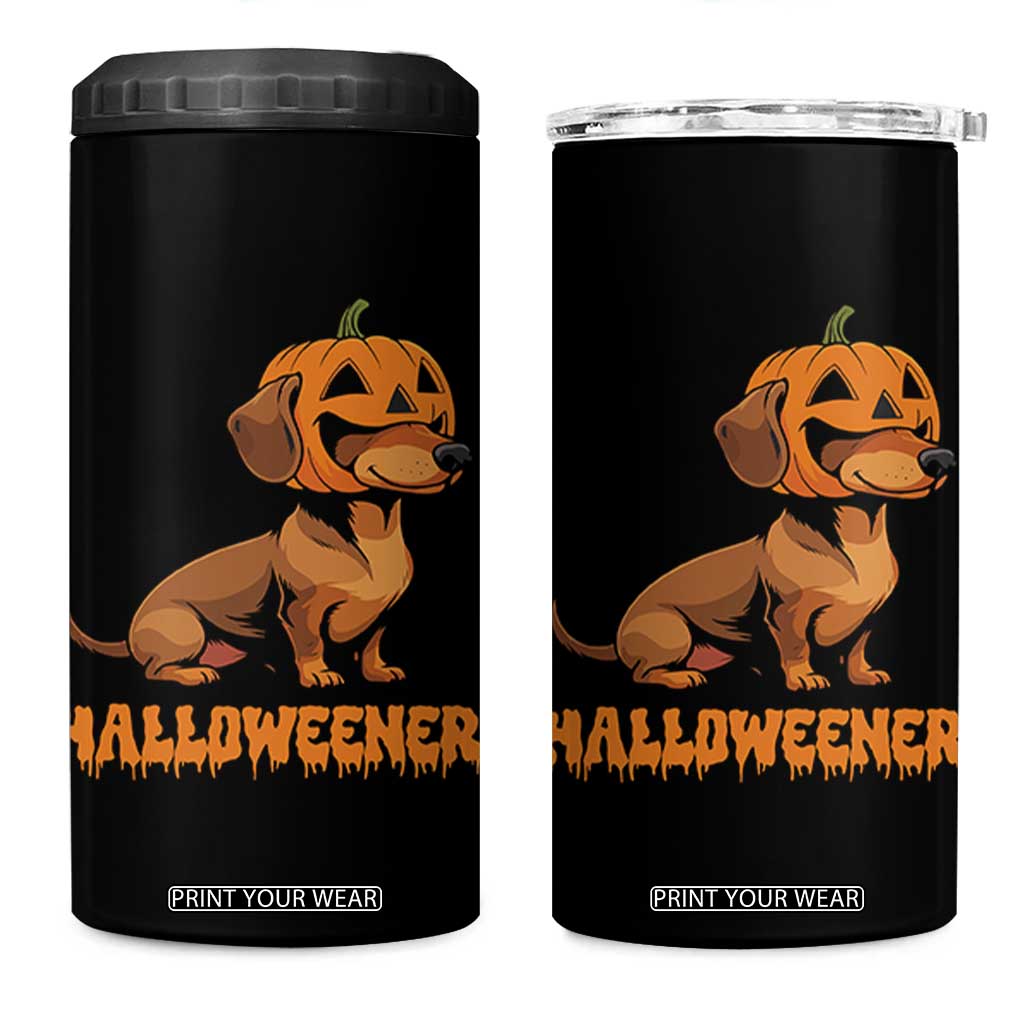 Funny Halloween Dachshund 4 in 1 Can Cooler Tumbler Halloweener Pumpkin Wiener Dog TS11 One Size: 16 oz Black Print Your Wear