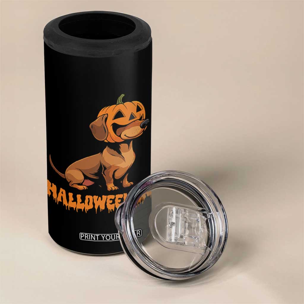 Funny Halloween Dachshund 4 in 1 Can Cooler Tumbler Halloweener Pumpkin Wiener Dog TS11 Print Your Wear
