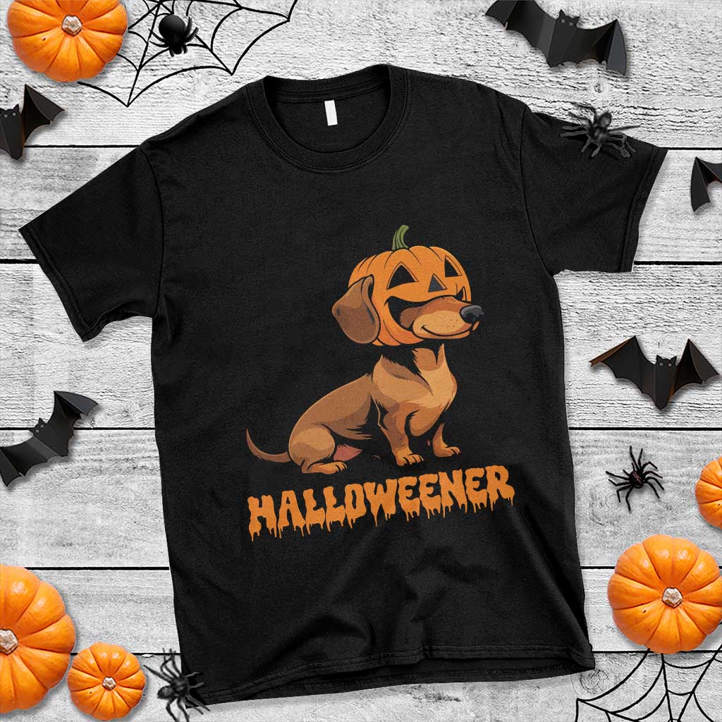 Funny Halloween Dachshund T Shirt Halloweener Pumpkin Wiener Dog TS11 Black Print Your Wear