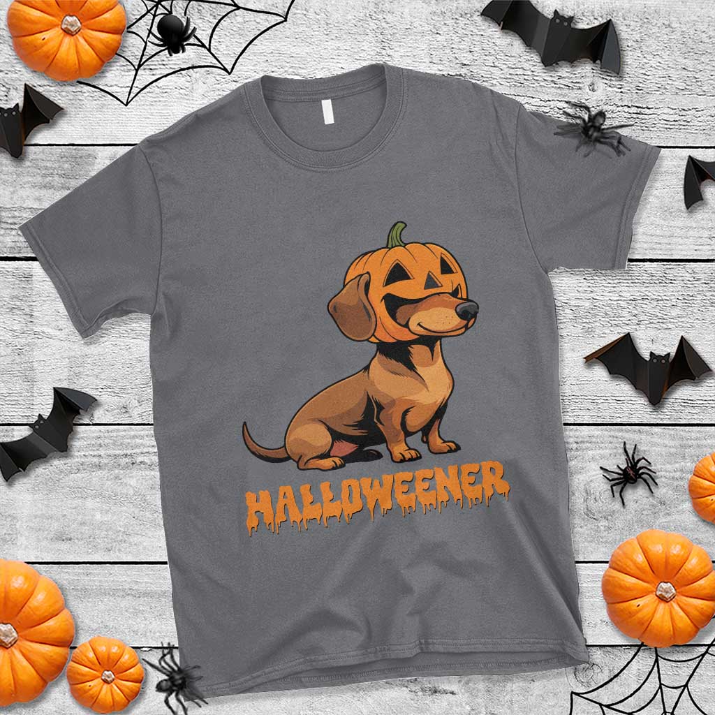 Funny Halloween Dachshund T Shirt Halloweener Pumpkin Wiener Dog TS11 Charcoal Print Your Wear