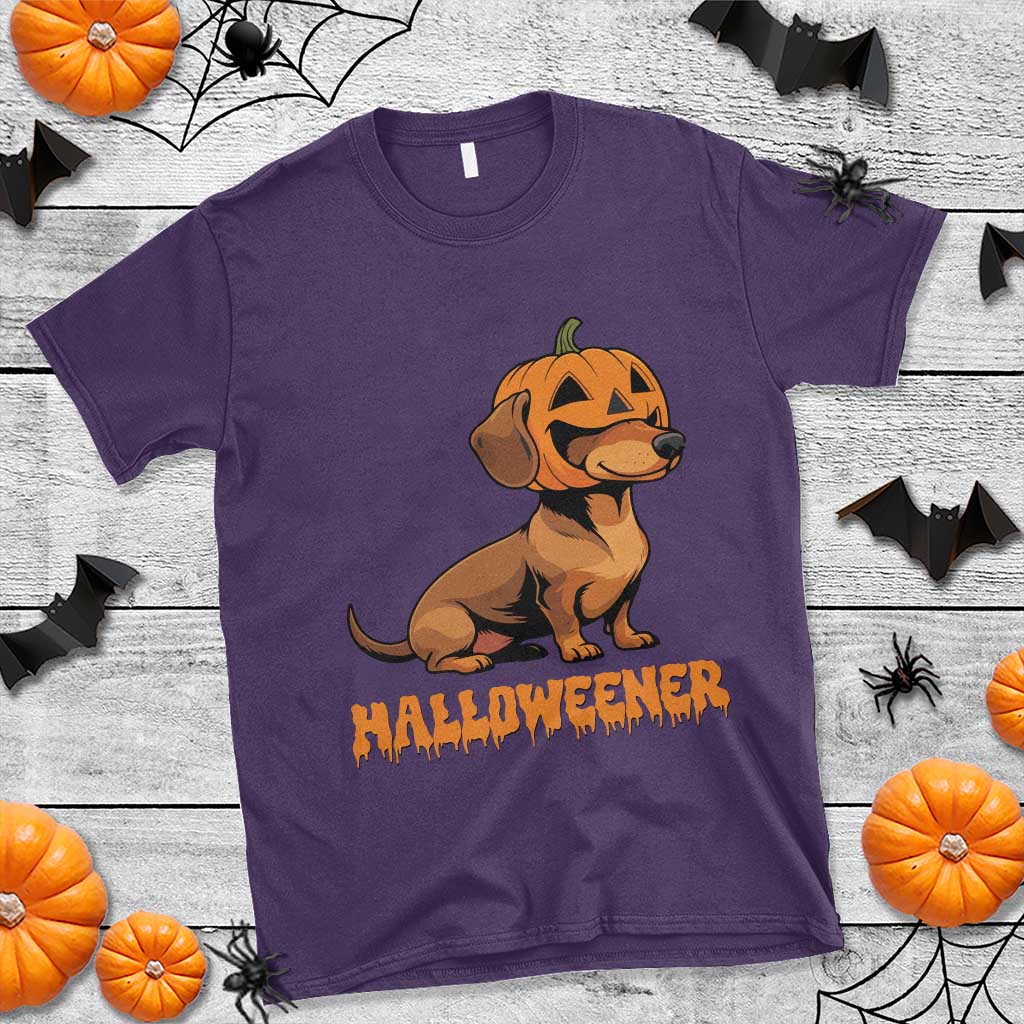Funny Halloween Dachshund T Shirt Halloweener Pumpkin Wiener Dog TS11 Purple Print Your Wear