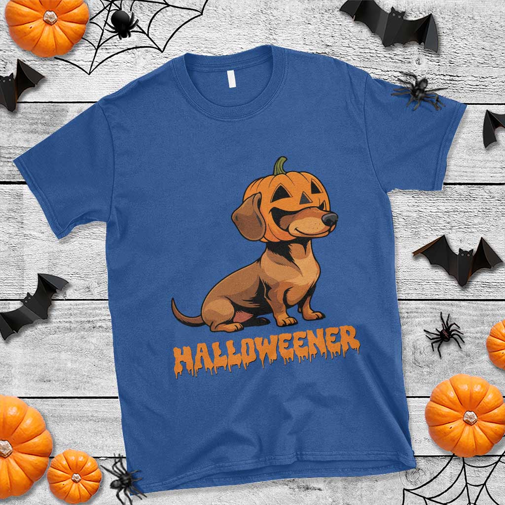 Funny Halloween Dachshund T Shirt Halloweener Pumpkin Wiener Dog TS11 Royal Blue Print Your Wear