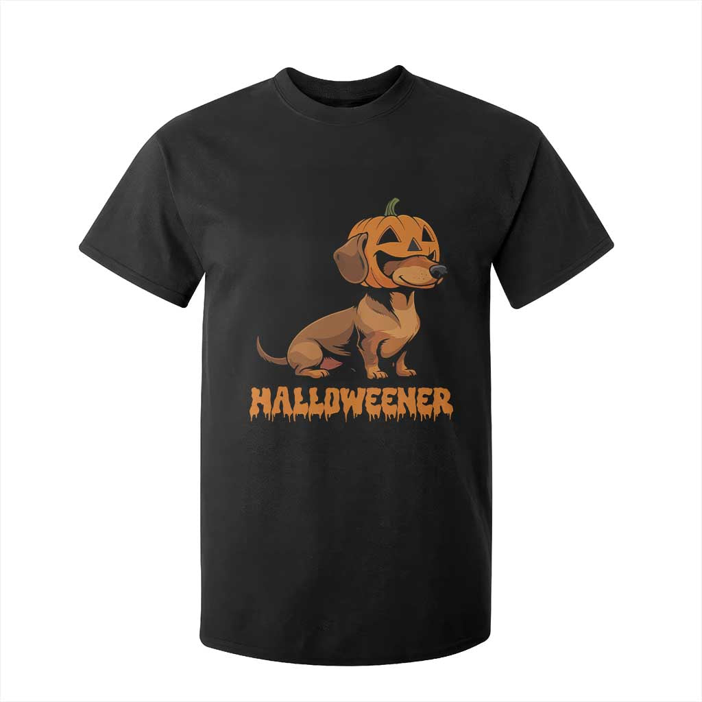 Funny Halloween Dachshund T Shirt For Kid Halloweener Pumpkin Wiener Dog TS11 Black Print Your Wear