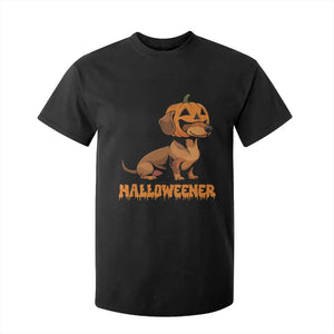 Funny Halloween Dachshund T Shirt For Kid Halloweener Pumpkin Wiener Dog TS11 Black Print Your Wear
