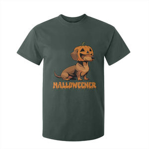 Funny Halloween Dachshund T Shirt For Kid Halloweener Pumpkin Wiener Dog TS11 Dark Forest Green Print Your Wear