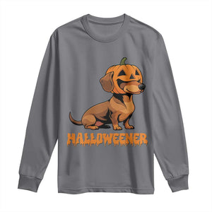 Funny Halloween Dachshund Long Sleeve Shirt Halloweener Pumpkin Wiener Dog TS11 Charcoal Print Your Wear