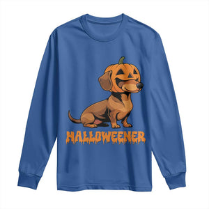Funny Halloween Dachshund Long Sleeve Shirt Halloweener Pumpkin Wiener Dog TS11 Royal Blue Print Your Wear