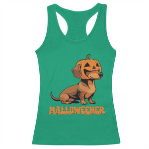 Funny Halloween Dachshund Racerback Tank Top Halloweener Pumpkin Wiener Dog TS11 Irish Green Print Your Wear