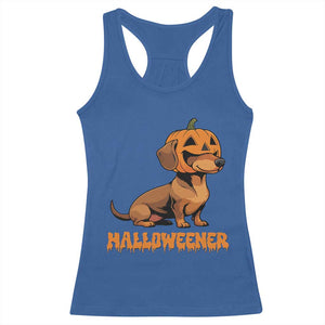 Funny Halloween Dachshund Racerback Tank Top Halloweener Pumpkin Wiener Dog TS11 Royal Blue Print Your Wear