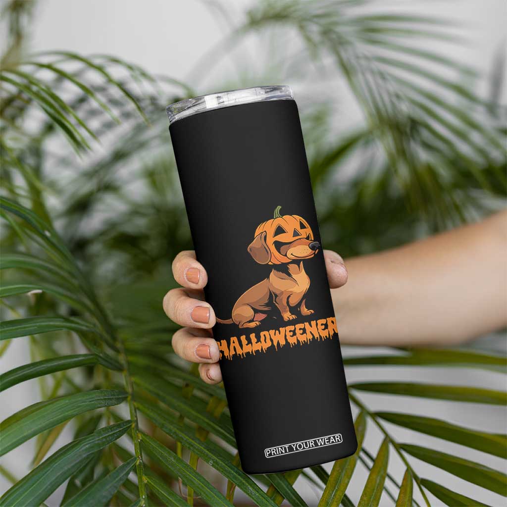 Funny Halloween Dachshund Skinny Tumbler Halloweener Pumpkin Wiener Dog TS11 Print Your Wear