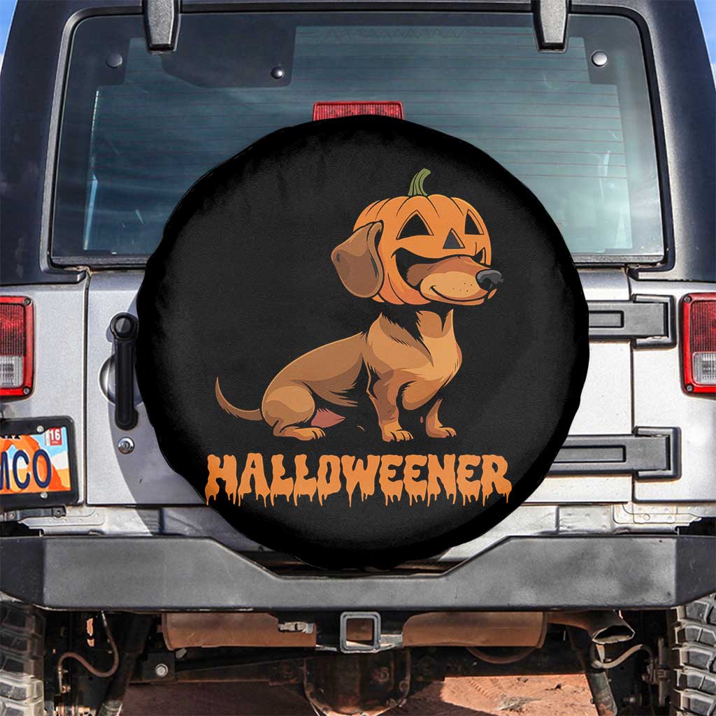 Funny Halloween Dachshund Spare Tire Cover Halloweener Pumpkin Wiener Dog TS11 No hole Black Print Your Wear