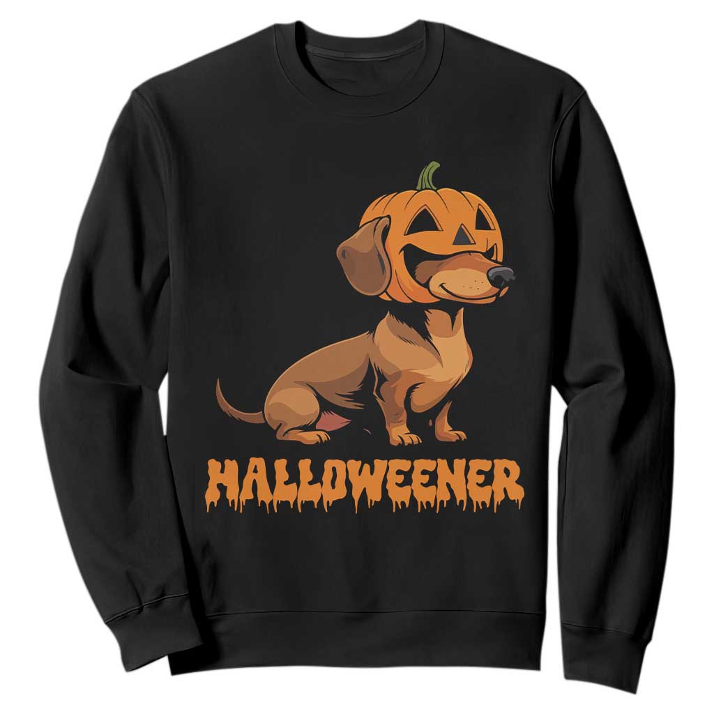Funny Halloween Dachshund Sweatshirt Halloweener Pumpkin Wiener Dog TS11 Black Print Your Wear