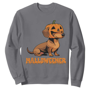 Funny Halloween Dachshund Sweatshirt Halloweener Pumpkin Wiener Dog TS11 Charcoal Print Your Wear