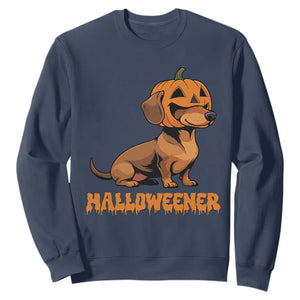 Funny Halloween Dachshund Sweatshirt Halloweener Pumpkin Wiener Dog TS11 Navy Print Your Wear