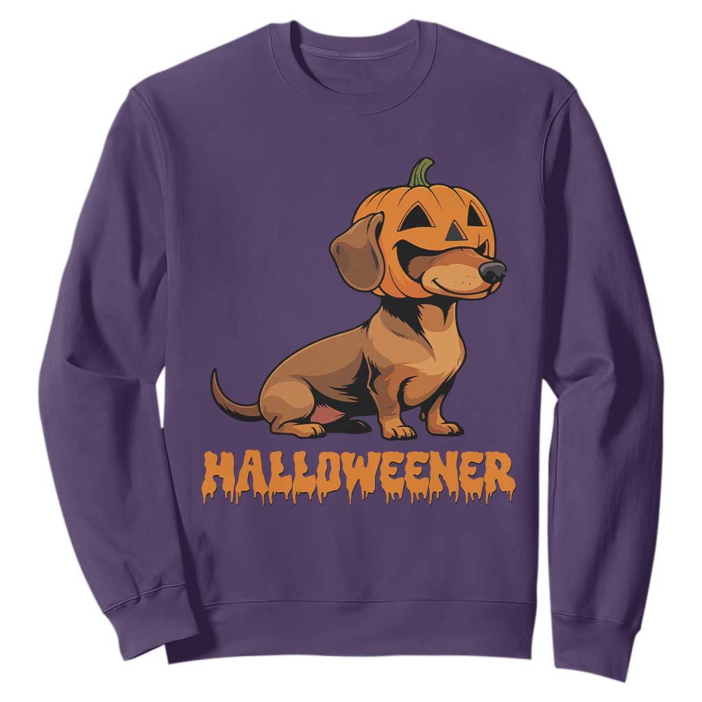 Funny Halloween Dachshund Sweatshirt Halloweener Pumpkin Wiener Dog TS11 Purple Print Your Wear