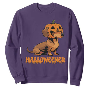 Funny Halloween Dachshund Sweatshirt Halloweener Pumpkin Wiener Dog TS11 Purple Print Your Wear
