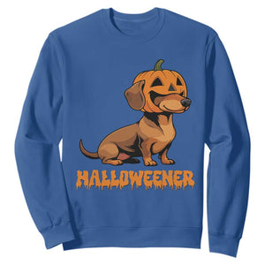 Funny Halloween Dachshund Sweatshirt Halloweener Pumpkin Wiener Dog TS11 Royal Blue Print Your Wear