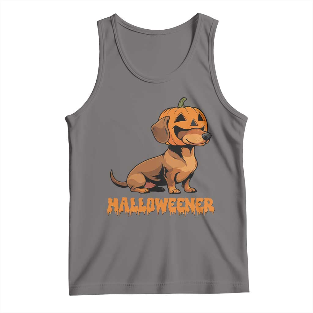 Funny Halloween Dachshund Tank Top Halloweener Pumpkin Wiener Dog TS11 Deep Heather Print Your Wear