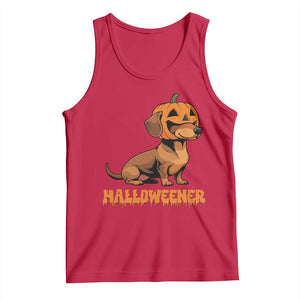 Funny Halloween Dachshund Tank Top Halloweener Pumpkin Wiener Dog TS11 Red Print Your Wear