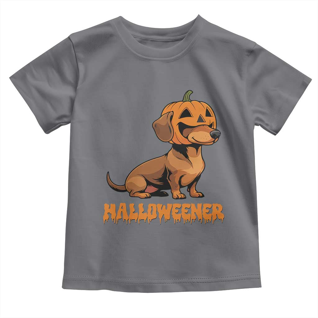 Funny Halloween Dachshund Toddler T Shirt Halloweener Pumpkin Wiener Dog TS11 Charcoal Print Your Wear