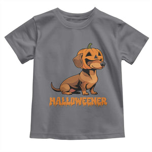 Funny Halloween Dachshund Toddler T Shirt Halloweener Pumpkin Wiener Dog TS11 Charcoal Print Your Wear