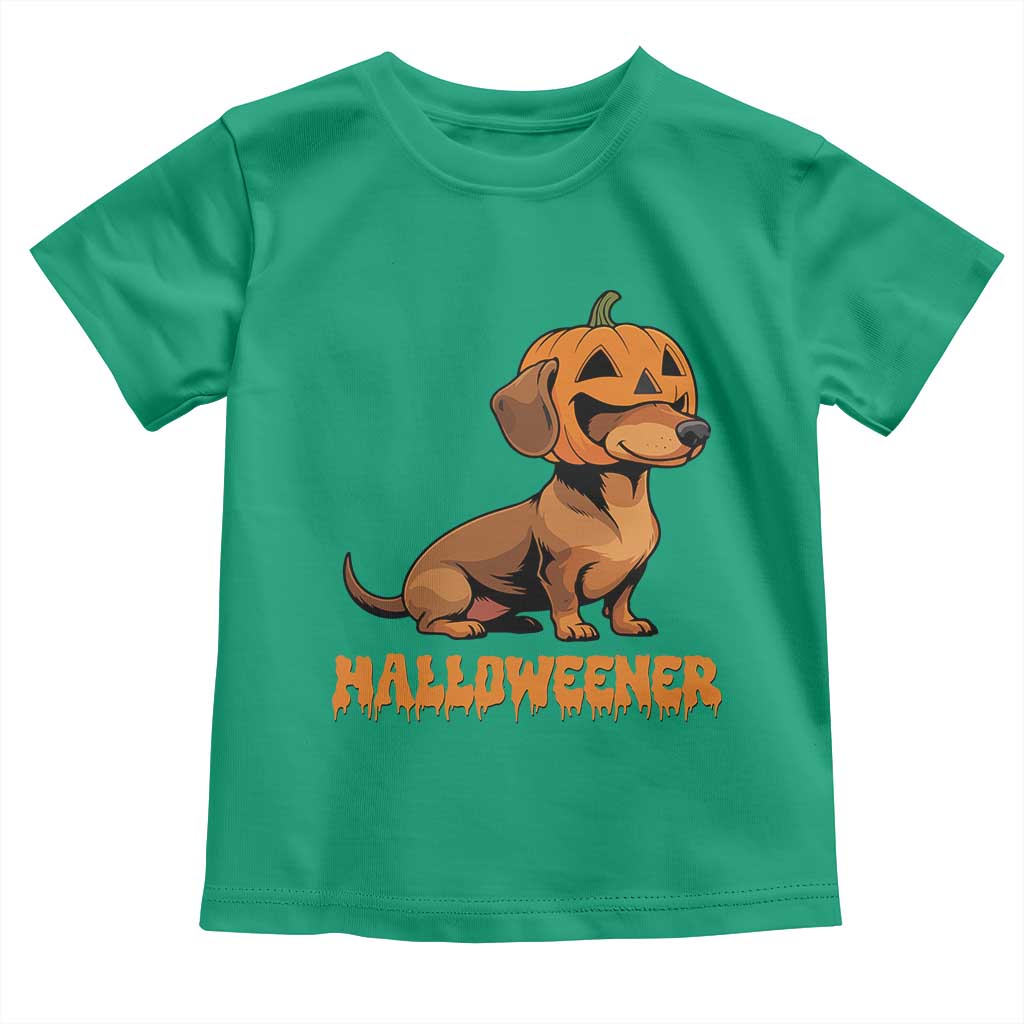 Funny Halloween Dachshund Toddler T Shirt Halloweener Pumpkin Wiener Dog TS11 Irish Green Print Your Wear