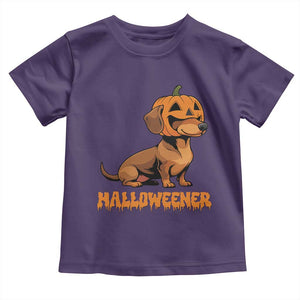 Funny Halloween Dachshund Toddler T Shirt Halloweener Pumpkin Wiener Dog TS11 Purple Print Your Wear
