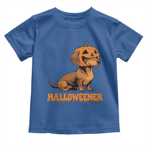 Funny Halloween Dachshund Toddler T Shirt Halloweener Pumpkin Wiener Dog TS11 Royal Blue Print Your Wear