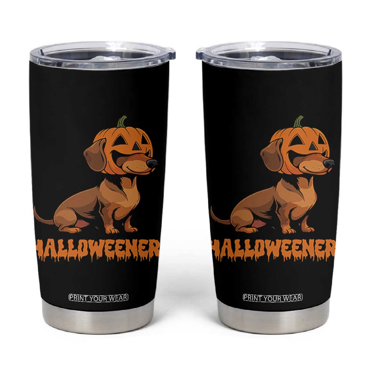 Funny Halloween Dachshund Tumbler Cup Halloweener Pumpkin Wiener Dog TS11 Black Print Your Wear